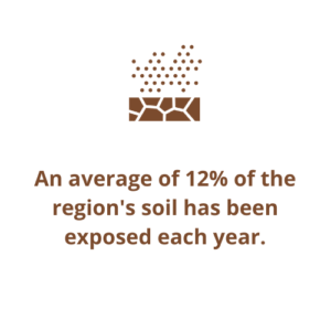 An average of 12% of the region's soil has been exposed each year.